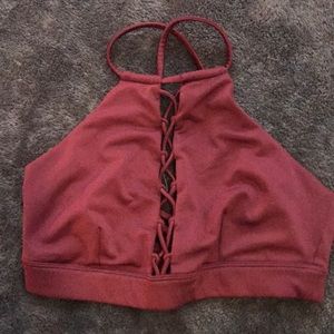 Alo Yoga Interlace Bra Dark Plum/Burgundy XS